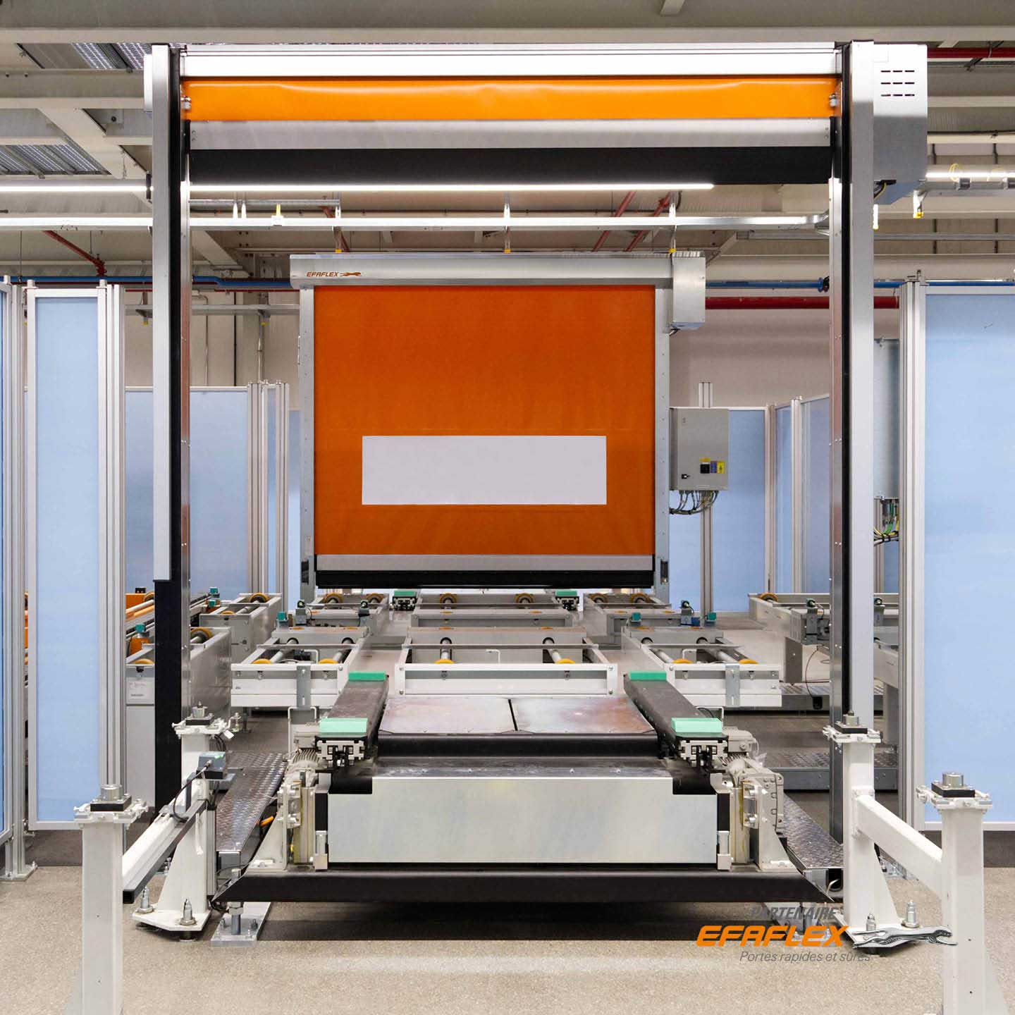 Porte industrielle souple rapide enroulable protection machine orange, industrie