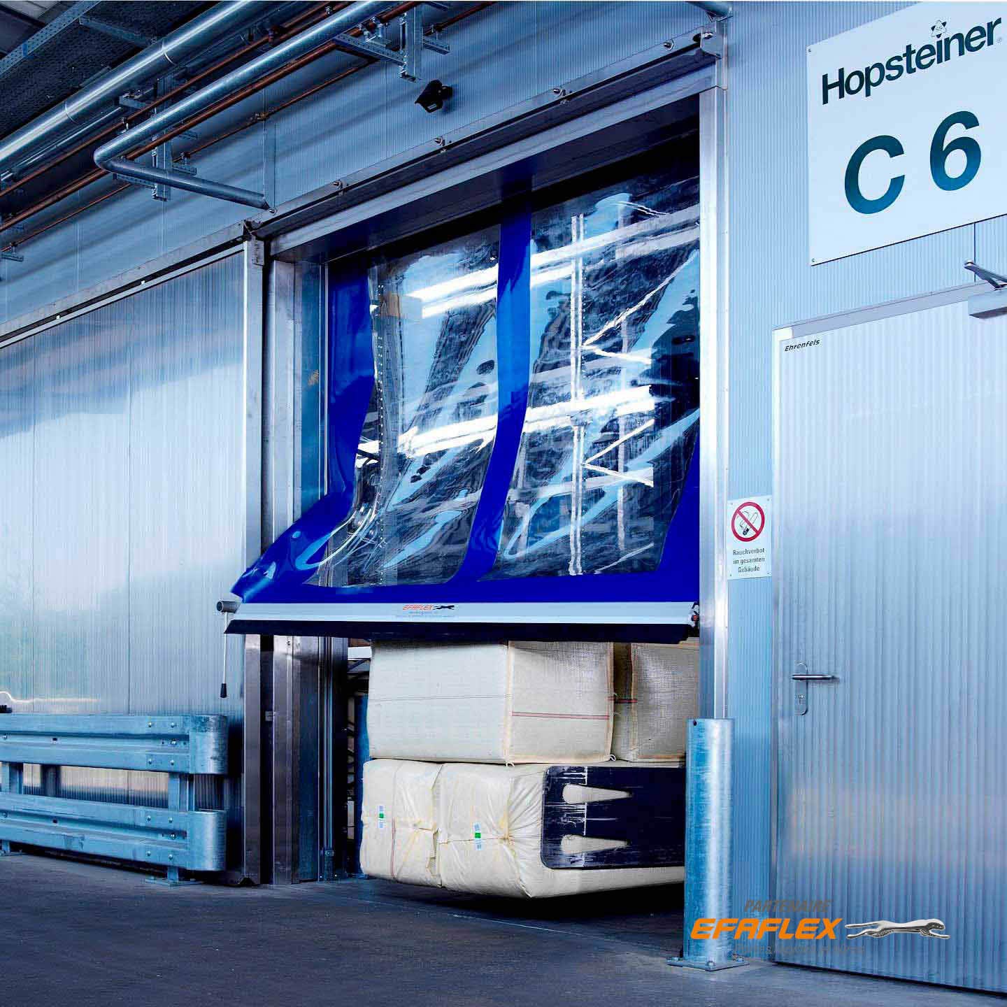 Portalp porte rapide enroulable bleu polyvalente souple grande dimension