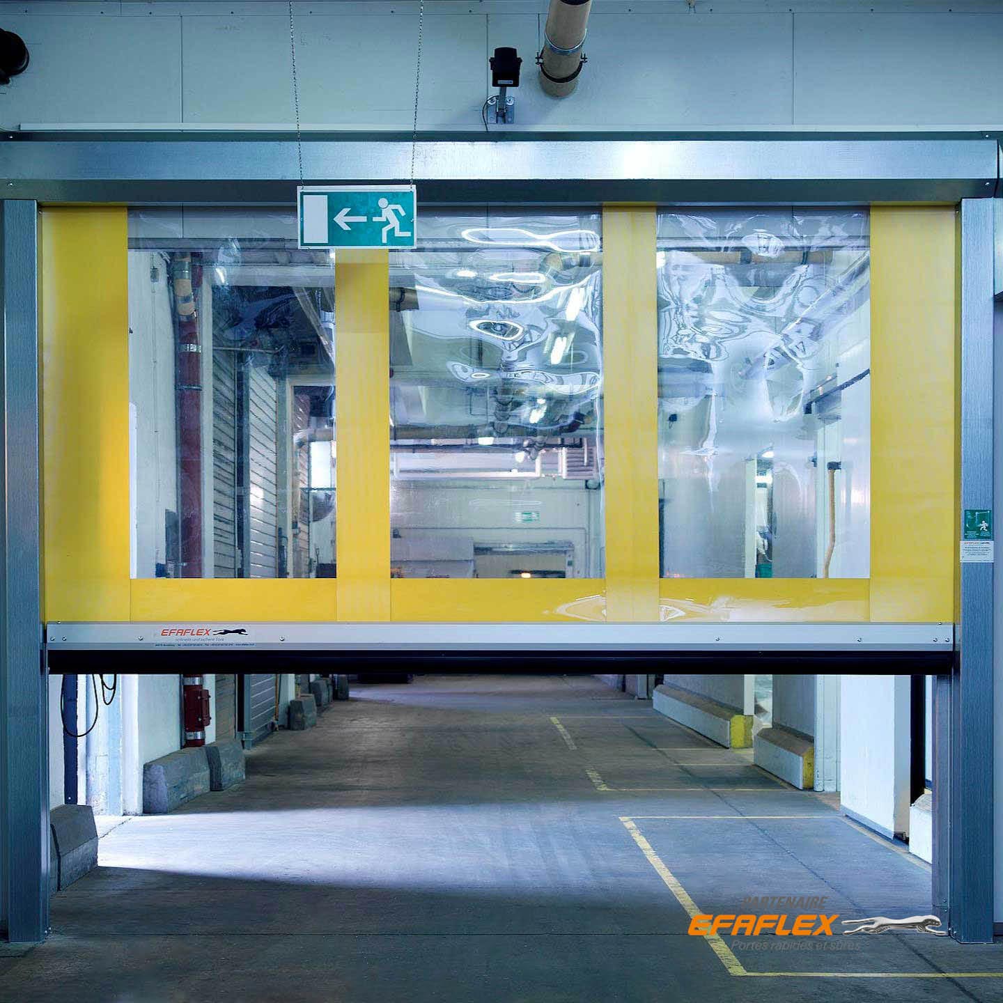 Portalp porte rapide enroulable jaune vitrée polyvalente souple