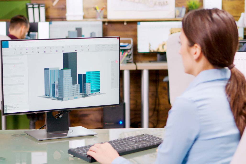 Donna che utilizza un file BIM